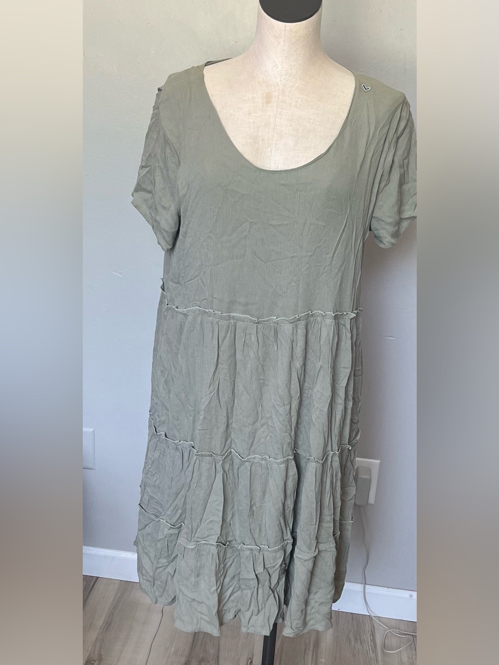 Mikarose Muted Sage Knit Scoop Neck dress